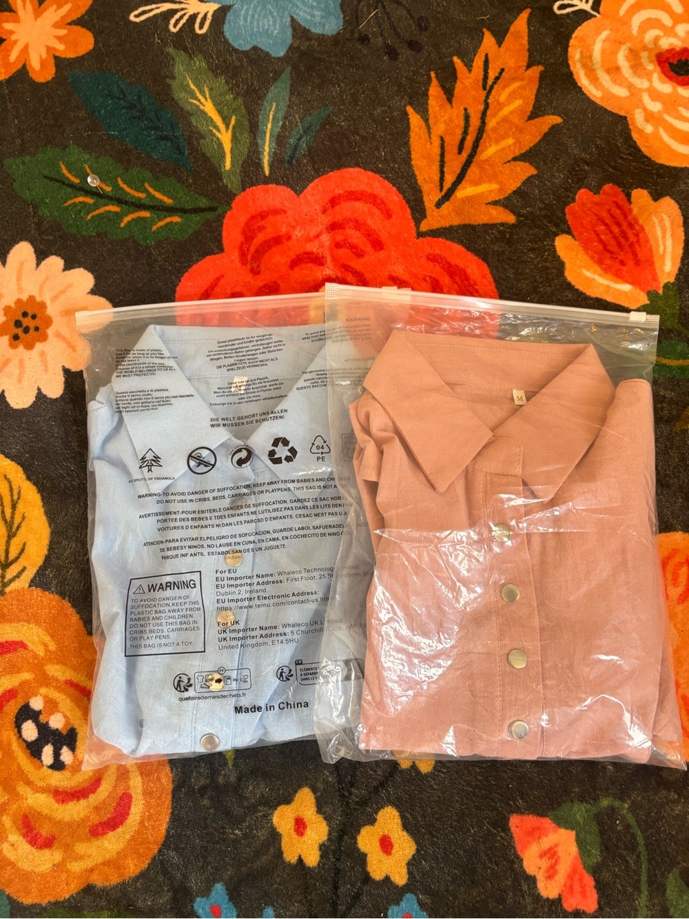 Unbranded  woman’s  blue and Pink Button-Front Shirt